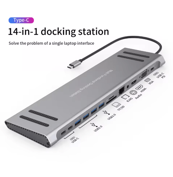 14-in-1 USB-C Docking Station with 4K HDMI, Ethernet, USB 3.0 & 100W PD Charging 🚀💻
