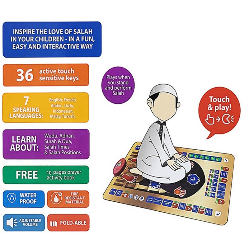 Islamic Prayer Mat for Kids – Educational Learning Salah Rug