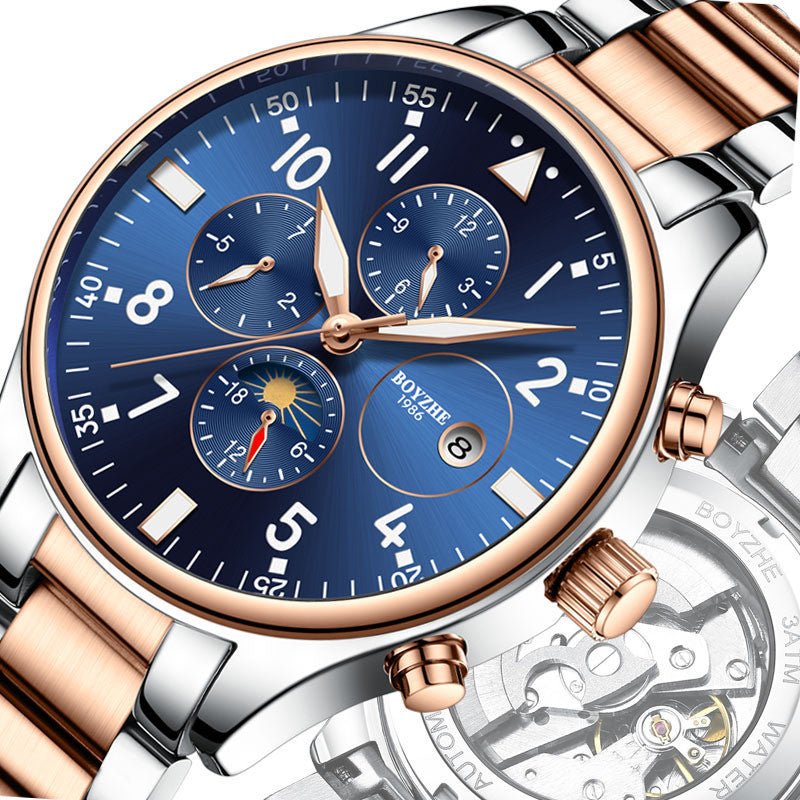 Automatic Mechanical Watch for Men – Luxury Stainless Steel Belt Analog Wrist Watch | Waterproof Business & Casual Timepiece