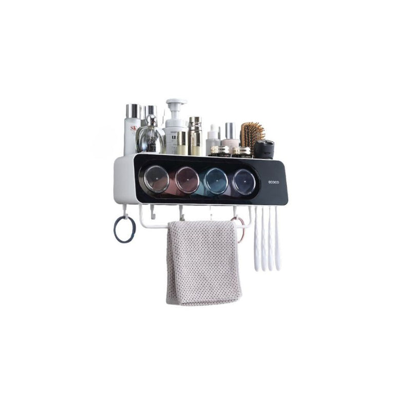 Multi-Functional Toothbrush Holder – Wall Mounted Bathroom Organizer with Toothpaste Dispenser