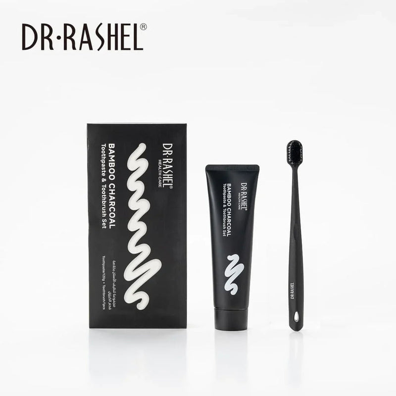 DR. RASHEL Bamboo Charcoal Toothpaste & Toothbrush Set | Whitening Oral Care Kit