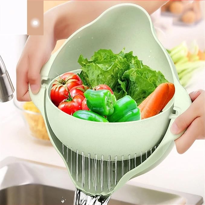 Rotating Kitchen Draining Bowl Basket | Multi-Function Fruit Washer & Vegetable Colander