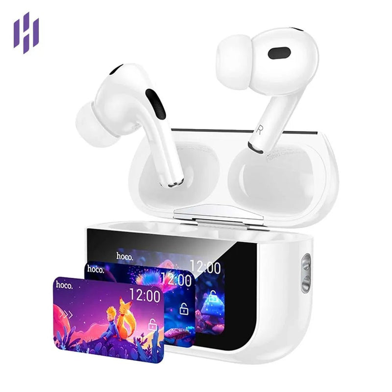 Hoco EW72 Touch Screen Bluetooth Earbuds – Wireless TWS Earphones with Smart Display, Hi-Fi Sound & Charging Case