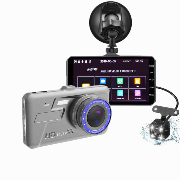 Dual Vehicle DVR Dash Camera with Front & Rear Recording | Full HD Car Dashboard Camera, Loop Recording, G-Sensor, Night Vision & Parking Monitor
