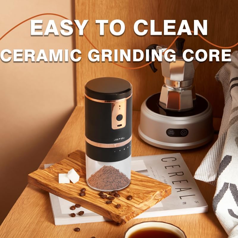 Portable Electric Coffee Grinder – USB Rechargeable Burr Coffee Bean Grinder for Espresso, French Press & Travel