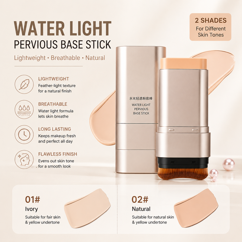 Water Light Base Stick Foundation – Hydrating Full Coverage Makeup Stick for Smooth & Natural Finish