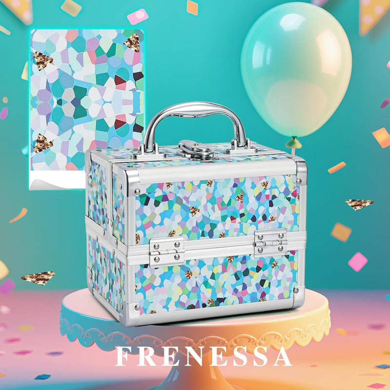 Blue Floral Makeup Case – Travel Cosmetic Organizer & Toiletry Storage Bag