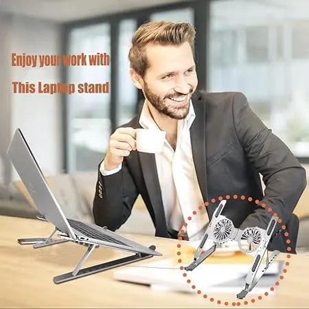 Foldable Dual Fan Laptop Cooling Stand – Adjustable Portable Laptop Cooler with Silent USB Fans