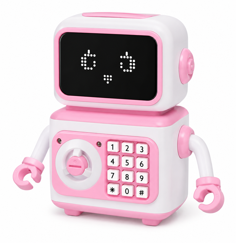 Robot Electronic Money Safe for Kids | Password Piggy Bank with Auto Cash Roll & Coin Bank