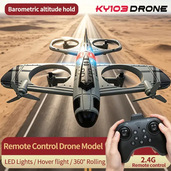 KY103 Vintage Airplane Drone – 2.4GHz Remote Control RC Aircraft with LED Lights & Stable Flight
