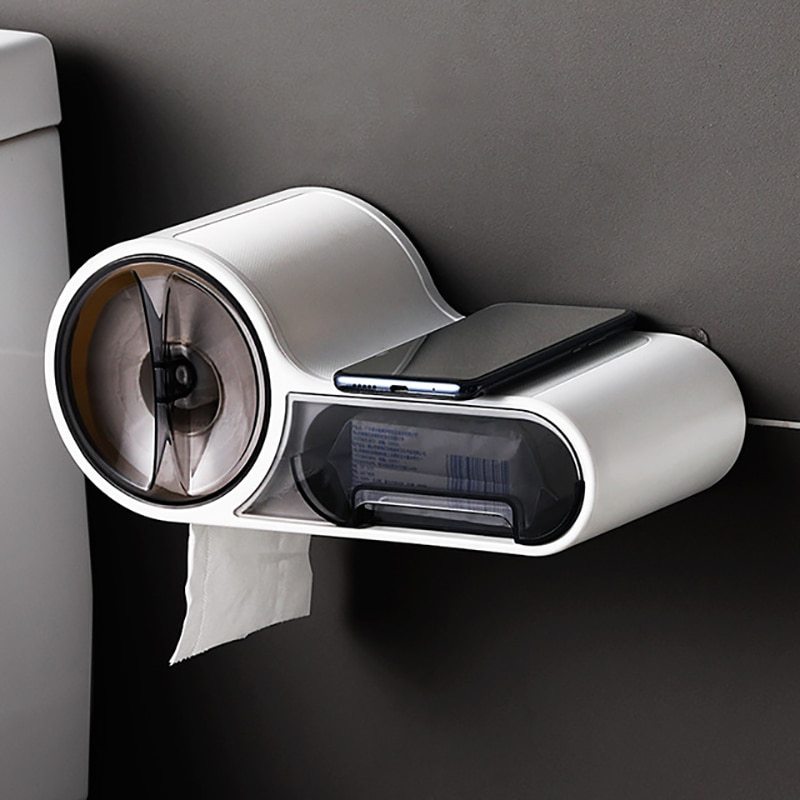 Home Toilet Bathroom Roll Holder – Wall Mounted Toilet Paper Holder for Bathroom Organization