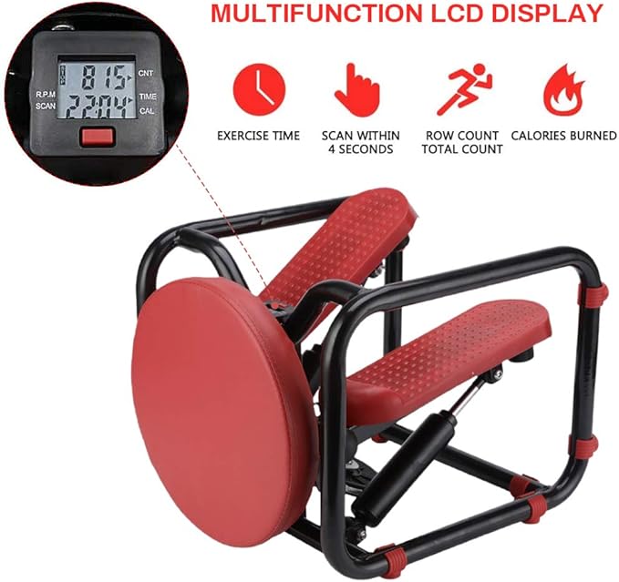 Fitness Stair Stepper with LCD Monitor | Mini Hydraulic Step Machine for Home Cardio Workout, Leg & Glute Training with Resistance Bands