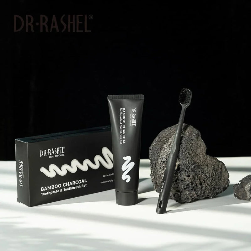 DR. RASHEL Bamboo Charcoal Toothpaste & Toothbrush Set | Whitening Oral Care Kit