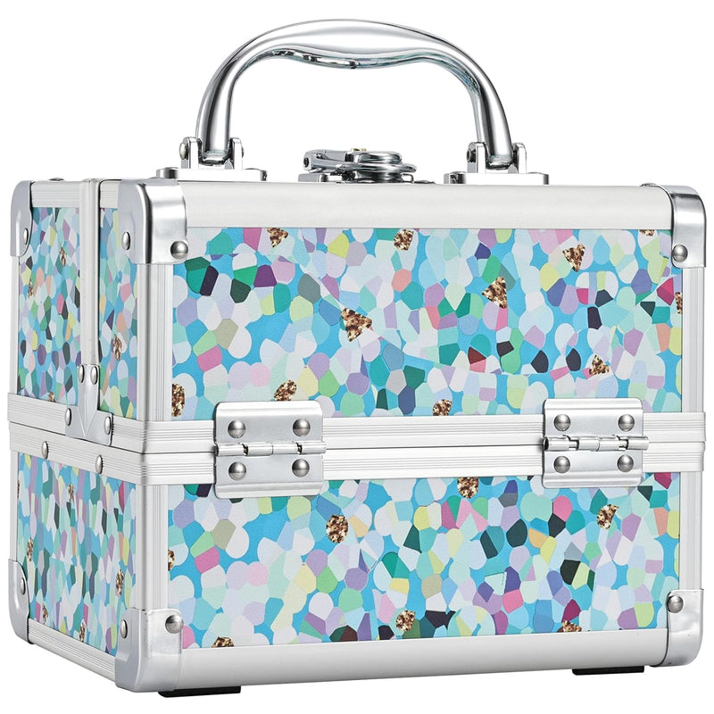 Blue Floral Makeup Case – Travel Cosmetic Organizer & Toiletry Storage Bag