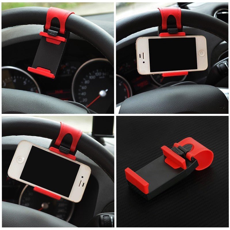 Universal Car Steering Wheel Clip Phone Mount Holder – Hands-Free Mobile Stand for GPS & Navigation Ⓢ