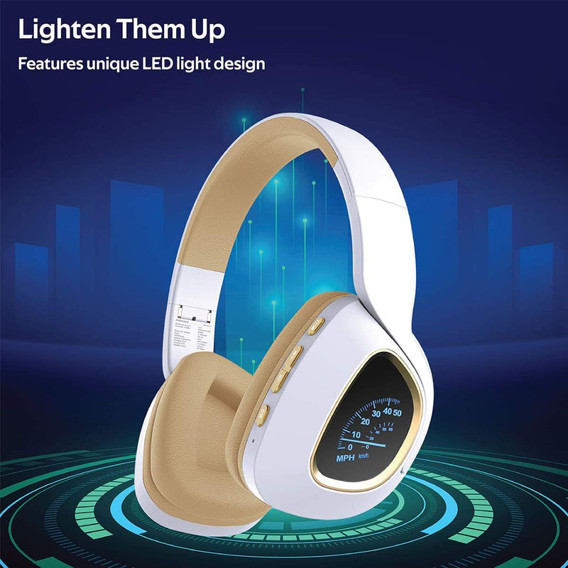 Wireless Bluetooth Headphones with LED Speedometer Display, Deep Bass & Long Battery Life 🎧🔥