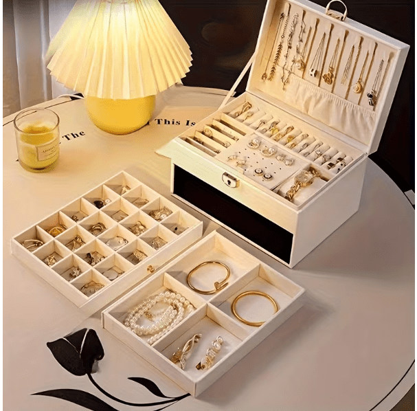 3-Layer Jewelry Storage Box – Luxury Organizer for Rings, Earrings & Accessories