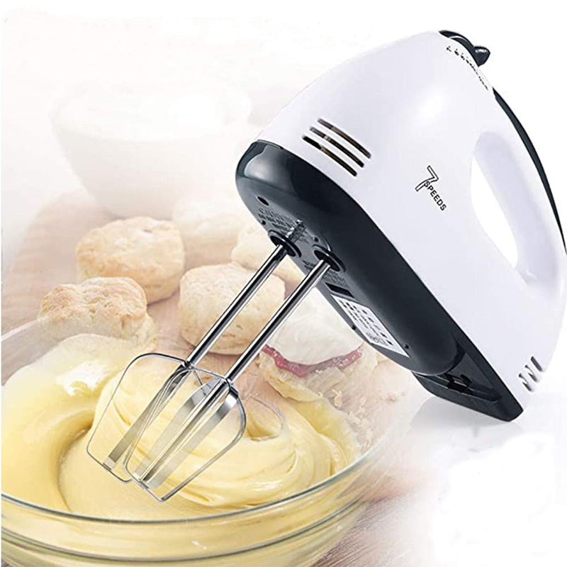 Super Hand Mixer | 7-Speed Electric Hand Mixer with Stainless Steel Beaters & Dough Hooks | Portable Kitchen Mixer for Baking, Whipping, Beating & Mixing Eggs, Cream, Cake Batter & Dough