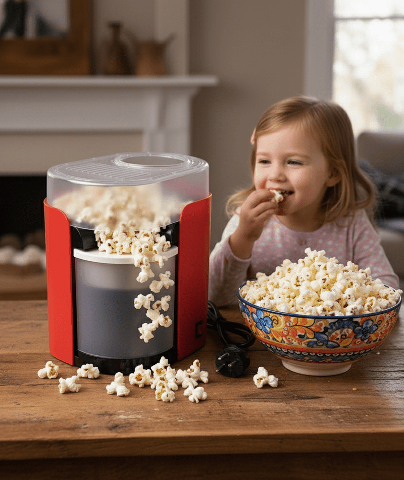 Hot Air Popcorn Maker Machine | Oil-Free Electric Popcorn Popper for Home
