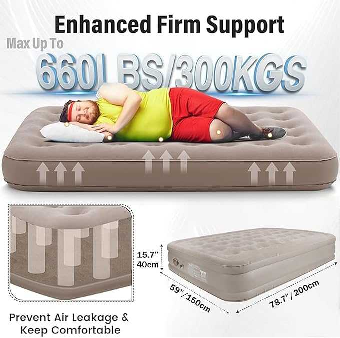 Luxury Camping Air Mattress with Built-in Electric Pump | Queen Size Inflatable Air Bed, 300kg Heavy-Duty Blow-Up Mattress for Home, Guests & Outdoor Camping