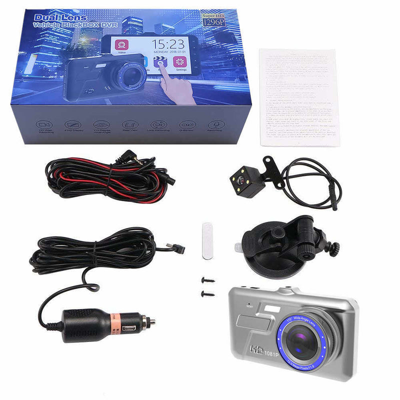 Dual Vehicle DVR Dash Camera with Front & Rear Recording | Full HD Car Dashboard Camera, Loop Recording, G-Sensor, Night Vision & Parking Monitor