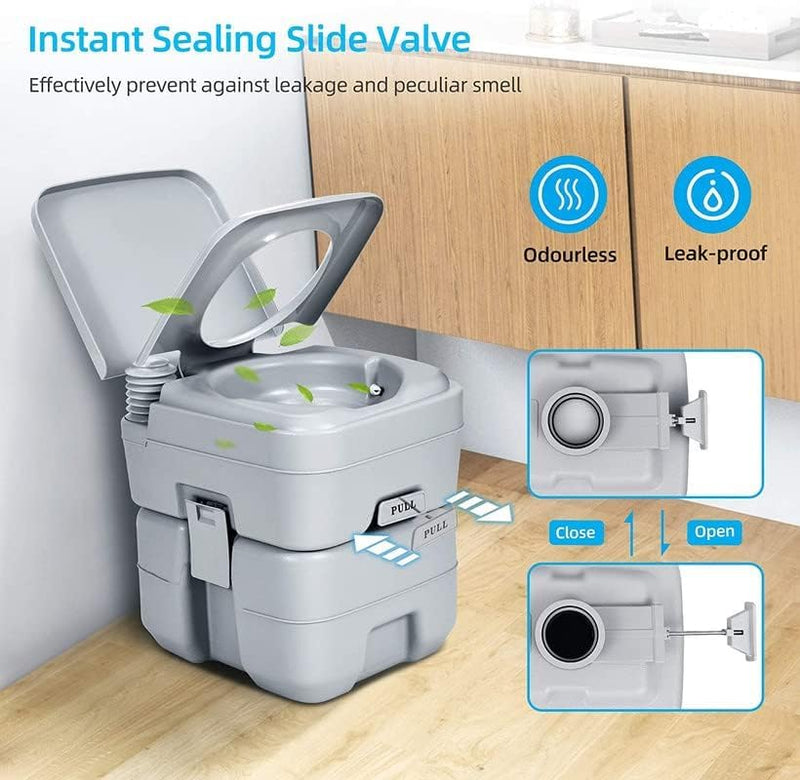 Portable Camping Toilet with Dual Flush Pump | Portable Travel Toilet for Camping, RV, Boat & Outdoor Use – Leakproof, Water-Saving Design